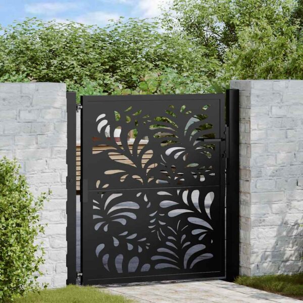 Garden Gate Black 100x100 cm Steel Wave  Design