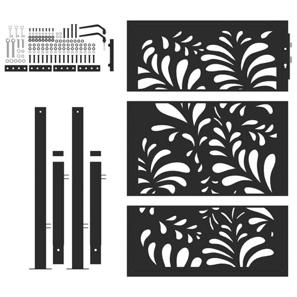 Garden Gate Black 100x125 cm Steel Wave  Design