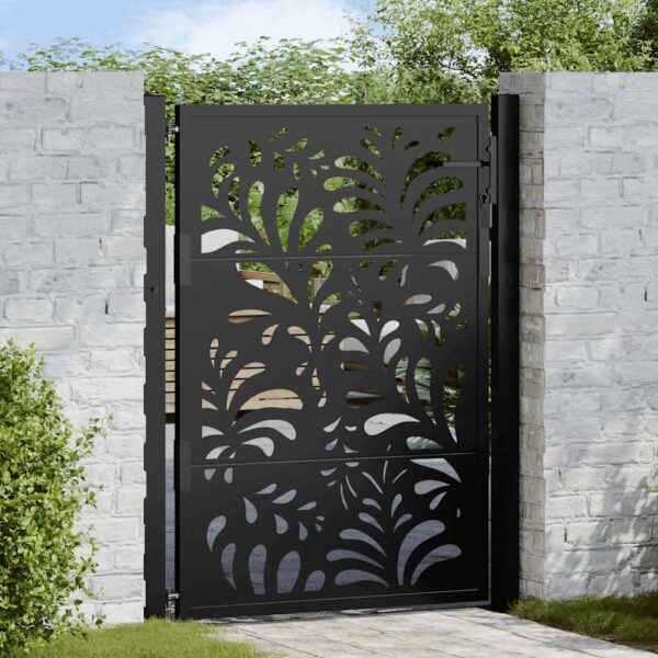 Garden Gate Black 100x125 cm Steel Wave  Design