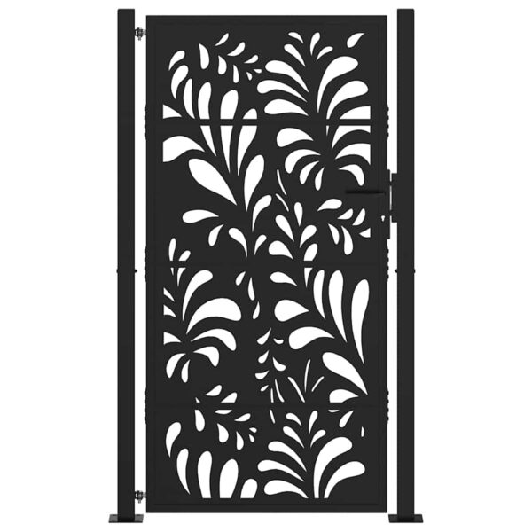 Garden Gate Black 100x175 cm Steel Wave  Design