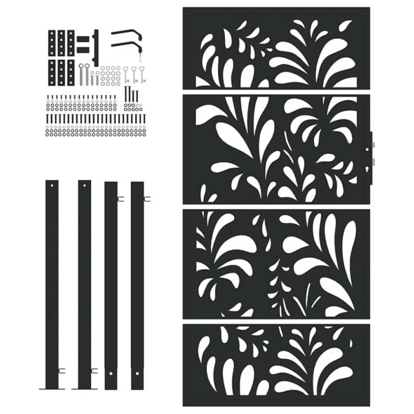 Garden Gate Black 100x175 cm Steel Wave  Design