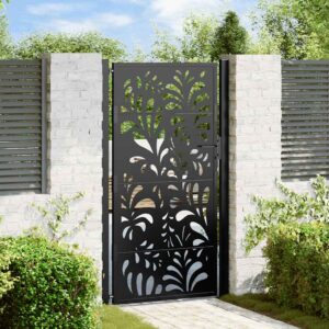 Garden Gate Black 100x175 cm Steel Wave  Design