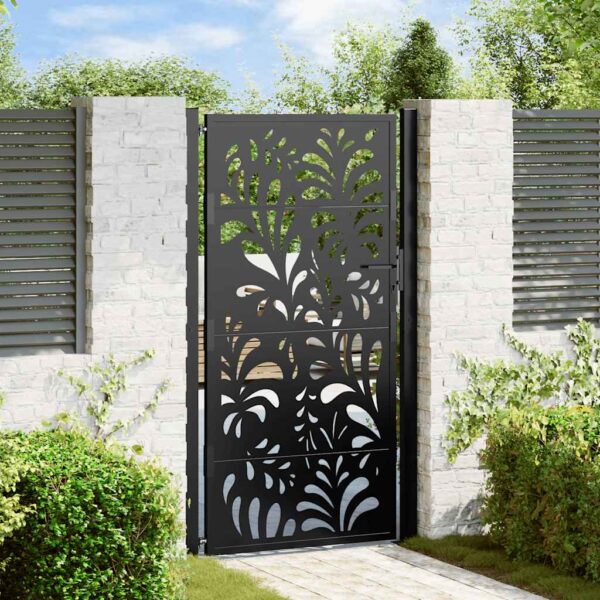 Garden Gate Black 100x175 cm Steel Wave  Design