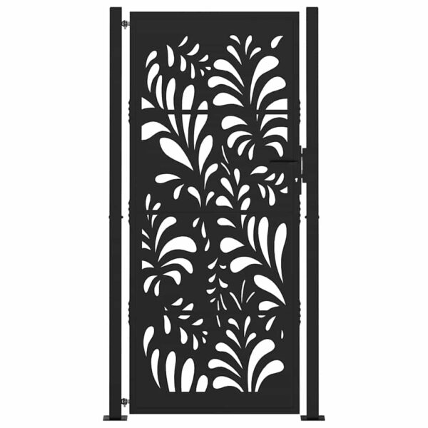 Garden Gate Black 100x200 cm Steel Wave  Design
