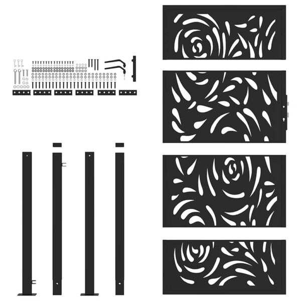 Garden Gate Black 100x175 cm Steel Flame  Design