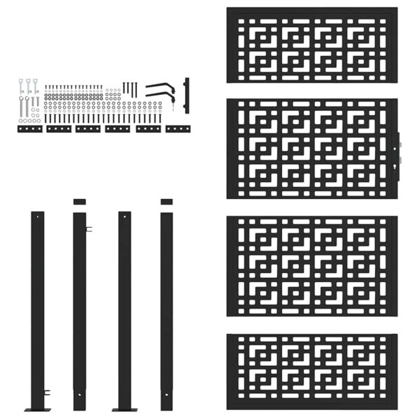 Garden Gate Black 100x175 cm Steel Cross  Design