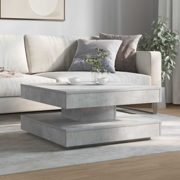 Coffee Table 360-Degree Rotatable Concrete Grey 70x70x34.5 cm