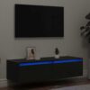 TV Cabinet with LED Lights Black Oak 100X35.5x25 cm