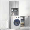Washing Machine Cabinet Grey Sonoma 64x24x190 cm Engineered Wood