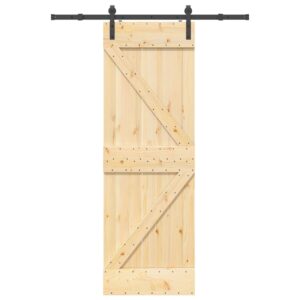Sliding Door with Hardware Set 70x210 cm Solid Wood Pine