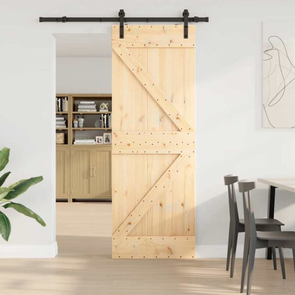 Sliding Door with Hardware Set 70x210 cm Solid Wood Pine