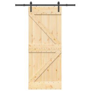 Sliding Door with Hardware Set 85x210 cm Solid Wood Pine