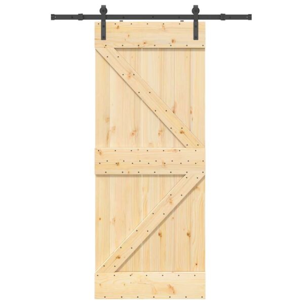 Sliding Door with Hardware Set 85x210 cm Solid Wood Pine