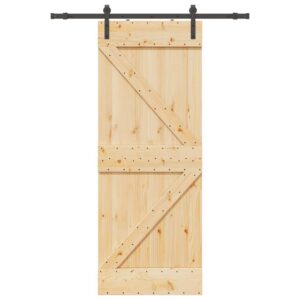 Sliding Door with Hardware Set 80x210 cm Solid Wood Pine