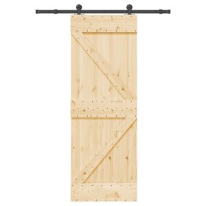 Sliding Door with Hardware Set 70x210 cm Solid Wood Pine