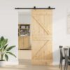 Sliding Door with Hardware Set 80x210 cm Solid Wood Pine