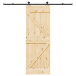 Sliding Door with Hardware Set 70x210 cm Solid Wood Pine