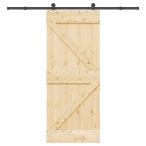 Sliding Door with Hardware Set 85x210 cm Solid Wood Pine