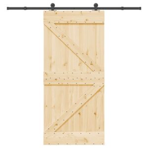 Sliding Door with Hardware Set 95x210 cm Solid Wood Pine