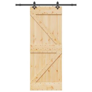 Sliding Door with Hardware Set 80x210 cm Solid Wood Pine