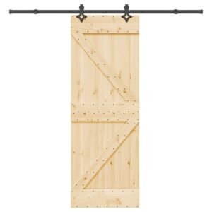 Sliding Door with Hardware Set 70x210 cm Solid Wood Pine