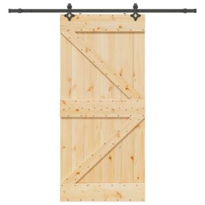 Sliding Door with Hardware Set 80x210 cm Solid Wood Pine