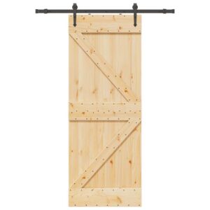 Sliding Door with Hardware Set 80x210 cm Solid Wood Pine