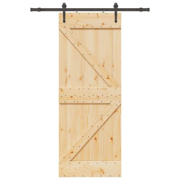 Sliding Door with Hardware Set 80x210 cm Solid Wood Pine