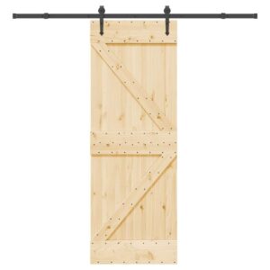 Sliding Door with Hardware Set 70x210 cm Solid Wood Pine
