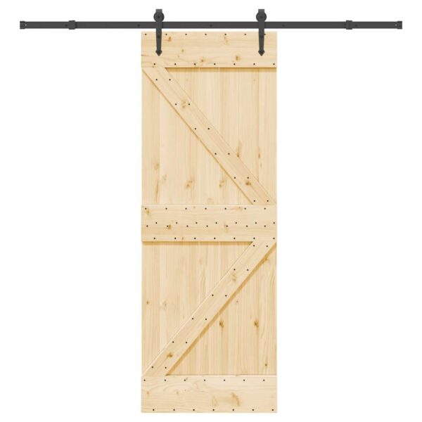 Sliding Door with Hardware Set 70x210 cm Solid Wood Pine