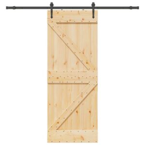 Sliding Door with Hardware Set 80x210 cm Solid Wood Pine