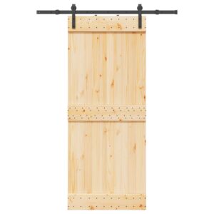 Sliding Door with Hardware Set 85x210 cm Solid Wood Pine