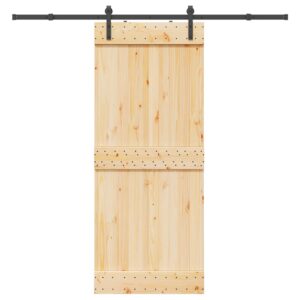 Sliding Door with Hardware Set 85x210 cm Solid Wood Pine