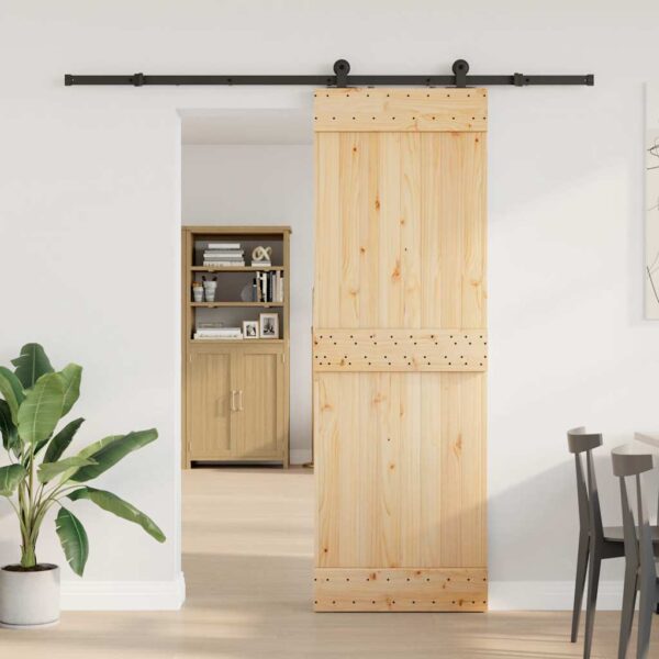 Sliding Door with Hardware Set 70x210 cm Solid Wood Pine