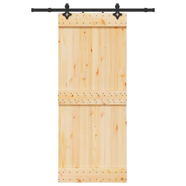 Sliding Door with Hardware Set 85x210 cm Solid Wood Pine