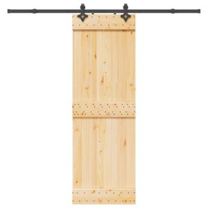 Sliding Door with Hardware Set 70x210 cm Solid Wood Pine