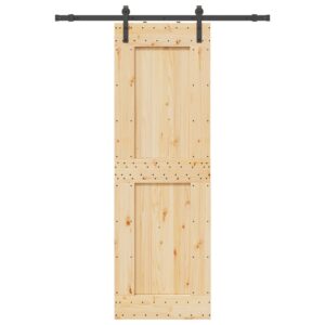 Sliding Door with Hardware Set 70x210 cm Solid Wood Pine