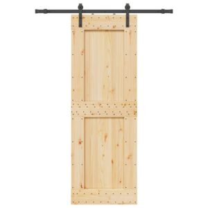 Sliding Door with Hardware Set 85x210 cm Solid Wood Pine
