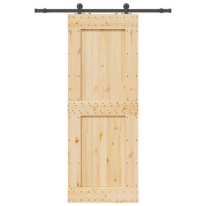 Sliding Door with Hardware Set 85x210 cm Solid Wood Pine