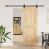 Sliding Door with Hardware Set 90x210 cm Solid Wood Pine