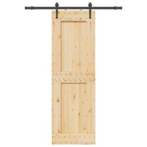 Sliding Door with Hardware Set 70x210 cm Solid Wood Pine