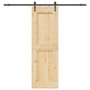 Sliding Door with Hardware Set 70x210 cm Solid Wood Pine