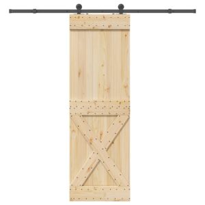 Sliding Door with Hardware Set 70x210 cm Solid Wood Pine