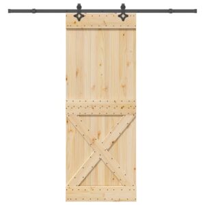 Sliding Door with Hardware Set 85x210 cm Solid Wood Pine