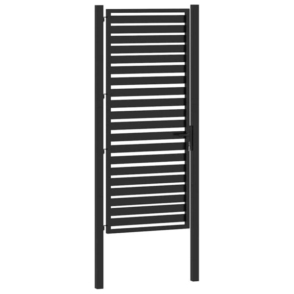 Garden Gate Lockable Black 100x200 cm Aluminium