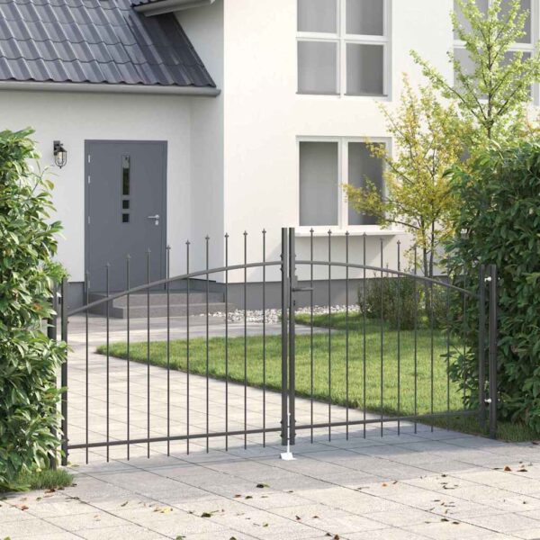 Double Gate with Lock Grey 299.5 x 149.5 cm Steel