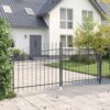 Double Gate with Lock Grey 299.5 x 174.5 cm Steel