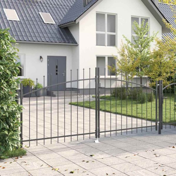 Double Gate with Lock Grey 299.5 x 174.5 cm Steel