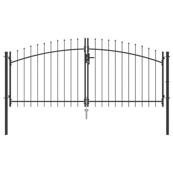 Double Gate with Lock Grey 299.5 x 174.5 cm Steel