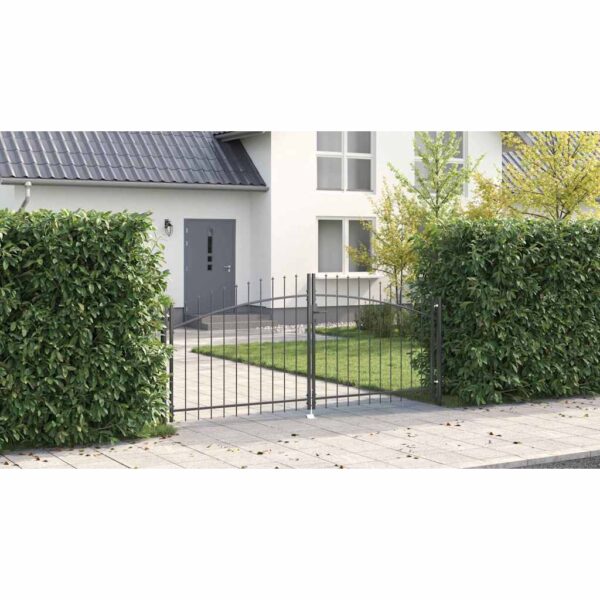 Double Gate with Lock Grey 299.5 x 199.5 cm Steel